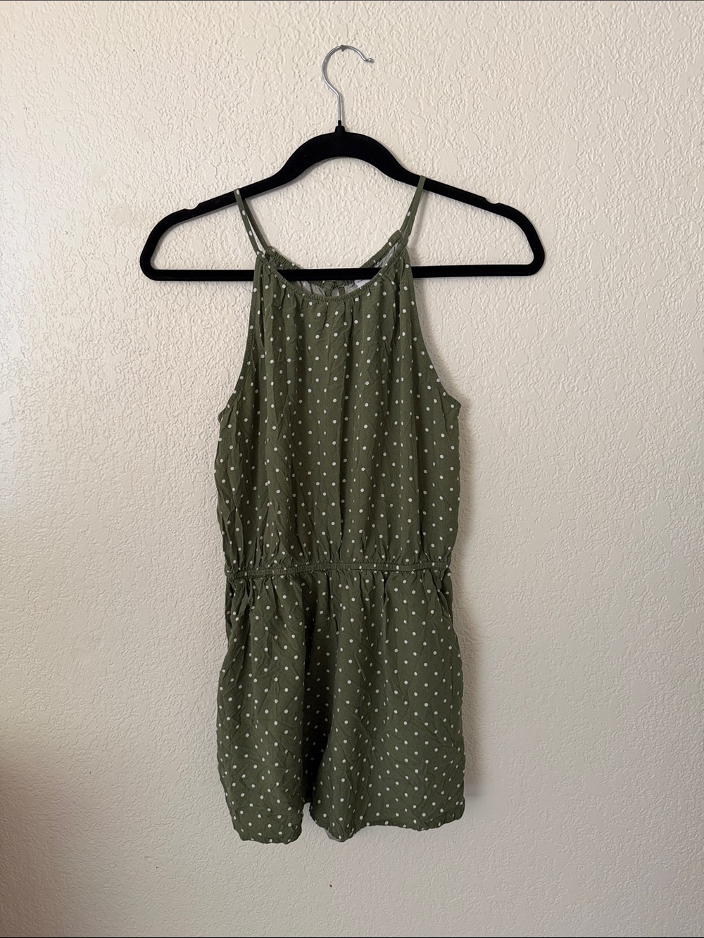 (4 for 20) Old Navy Olive Green Polka Dot Halter Romper